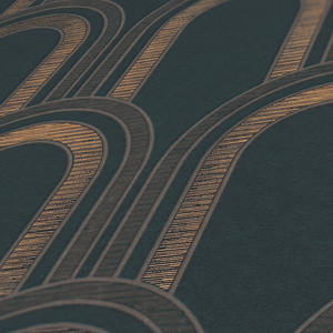 Papier peint moderne de luxe fabriqué en Allemagne, rouleaux noir beige or métallisé, non tissé, résistant au lavage, salon, cuisine, contrat - Product Image 4