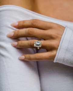 12X8mm <b>Emerald</b> Cut Moissanite Engagement <b>Ring</b> Solitaire Minimalist 925 Sterling <b>Silver</b> - Product Image 1