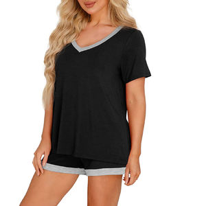 Nouvel ensemble de sport deux pièces décontracté pour femmes grande taille, été, uni, peint, avec couleur et logo personnalisés, confortable - Product Image 6