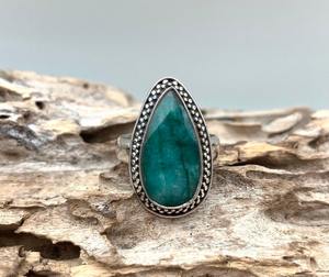 925แหวนเงินแท้เครื่องประดับคลาสสิกสำหรับผู้หญิง925สเตอร์ลิงเงินมรกตพลอยแฮนด์เมดสไตล์ Boho ของขวัญสำหรับคุณแม่ - Product Image 5