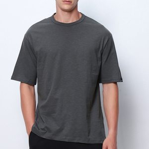 Camisetas de Hombre de Alta Calidad, 100% Algodón, Corte Holgado, Manga Corta, Color Sólido, Casual, Antiarrugas, Color Negro, Peso Pesado - Product Image 1