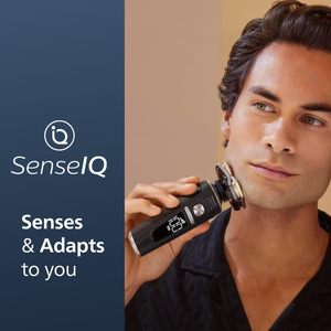 Tondeuse de précision et rasoir électrique triple lame pour usage humide/sec avec pochette de nettoyage, étanche IPX7, finition noire mate - Product Image 5