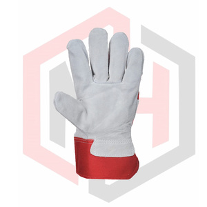 Guantes de Seguridad de Trabajo de Cuero Rojo y Blanco, Duraderos, de Piel de Vacuno Dividida, Puño Recto, Resistentes a Desgarros, Transpirables, Personalizables, Industriales - Product Image 3