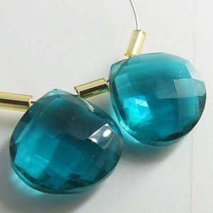 Cuenta de cristal de cuarzo azul Pavo Real facetado corazón lágrima 14X14MM 100% vidrio PMEGEMSBEADS marca evaluación de terceros para joyería - Product Image 1