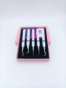 Pince à épiler pour cils en acier inoxydable de haute qualité, durable, avec revêtement en poudre blanche, double courbure à 45 degrés, longueur 10 mm - Product Image 5