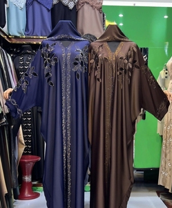 Best Selling Kaftan Abaya Handmade Turkish Floor Length Long Sleeve V Neck Polyester Regular Fit Casual Evening Party Flared - Product Image 3