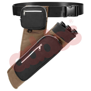 Ballesta ajustable para tiro con arco, aljaba de bambú para colgar en la cintura, almacenamiento de equipo conveniente con 3 bolsillos de tubos extraíbles para estuche de flecha - Product Image 1