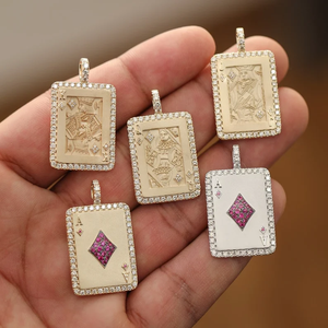 Bling Card Unisex 14K colgante de oro y plata esterlina 925 18K chapado en oro con joyería de moda de diamantes - Product Image 3