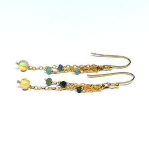 Vêtements de mariage bijoux en argent sterling 925 plaqué or pierres précieuses multicolores femmes portent des boucles d'oreilles - Product Image 6