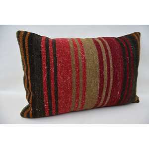 Almohada de lana de retazos Kilim Multicolor, cojín decorativo con patrón cuadrado esponjoso de lujo de 16x24 pulgadas para ropa de cama - Product Image 2