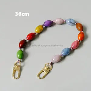 Top Trending Design Colorful Retro Resin Beads Clutch Purse Chain Resin <b>Handbag</b> <b>Handle</b> with Strap and Buckle Bag Accessory - Product Image 4