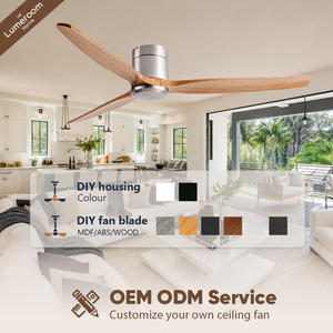 52 Inch Flush Mount Wood Ceiling <b>Fan</b> No Light with <b>Remote</b> <b>Control</b> 3 Solid Wood Blades Brushed Nickel Ceiling <b>Fan</b> - Product Image 4