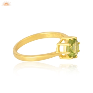 Peidot Gemstone Jewelry 14K Oro sólido Hecho a mano Hermoso anillo de bodas Joyería personalizada única para ella - Product Image 3