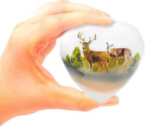 Deer Print Design Urn | Mini <b>Heart</b> Cremation Urn with Stand & Premium <b>Box</b> | Honor Your Loved One with Urn <b>Heart</b> <b>Shaped</b> - Product Image 6