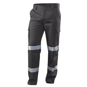 Pantalons de travail cargo noirs réfléchissants pour hommes 2025, vêtements de travail de construction, automne, construction, pantalon de sécurité réfléchissant contrasté - Product Image 1