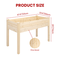 Jardinera Elevada de Madera Natural para Exteriores con Patas, Pedido al por Mayor para Camas de Jardín para Vegetales GB102