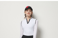 Polo de golf de manga larga con logotipo personalizado para mujer, camiseta transpirable de seda de hielo, color blanco, 2022