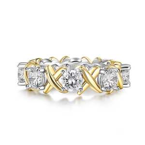 Bague de mariage Jeulia pour femme en argent sterling bicolore entrecroisée avec moissanite taille coussin - Product Image 2