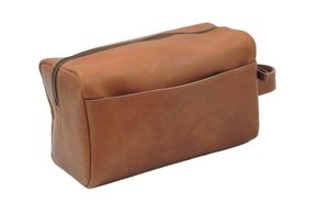 Kit Dopp en cuir de chèvre véritable personnalisé Organisateur de voyage Trousse de toilette avec fermeture à glissière et poignée unique pour un usage quotidien OEMODM - Product Image 2