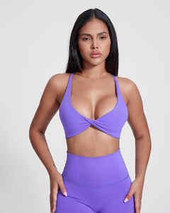 Tops cortos de Yoga con espalda cruzada y cuello en V XS para mujer, Sujetador deportivo transpirable de secado rápido, diseño frontal torcido para gimnasio, entrenamiento, ejercicio físico - Product Image 4