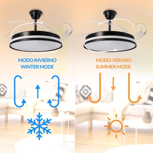 LEDUNI moderno ventilatore da soffitto da 107cm con luce a LED e motore a corrente continua Cami nero 40W & 30W telecomando per camera da letto 220V tensione di ingresso