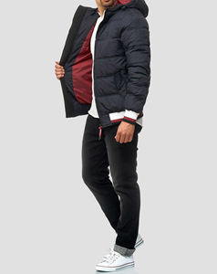 Veste d'hiver matelassée en toile de haute qualité, taille plus, col rabattu, panneaux cousus, tendance, respirante, légère pour hommes - Product Image 3