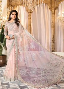 Haut court à manches longues pour femmes à la mode avec broderie complète en mousseline de soie évasée Lehenga et ensemble Dupatta brodé - Product Image 2