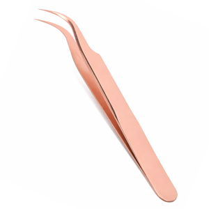 แหนบต่อขนตาแบบมืออาชีพ สีโรสโกลด์ ปลายโค้ง วัสดุสแตนเลส - Product Image 1