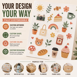 Hojas de Pegatinas Personalizadas Estilo Cottagecore, Lindas Pegatinas Decorativas para Diario con Diseños de Comida, Plantas y Animales - Product Image 3