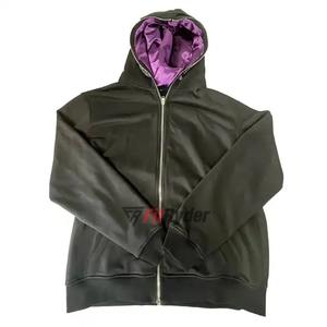 Jersey con logotipo personalizado de algodón 100% para hombre, con capucha, forro interior de satén, forro polar, cubierta bordada de peso pesado, el mejor logotipo personalizado OEM - Product Image 4