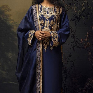 STYLISH & BEAUTIFUL LONG KURTA & PLAZO ON SILK <b>FABRIC</b> EMBELLISH CRYSTAL GLASS BEADS, DABKA WORK for Party-WEAR@2022 - Product Image 1
