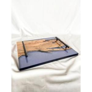 Plateau de service en résine fabriqué à la main pour une décoration intérieure luxueuse avec des motifs vibrants et une finition lisse et brillante - Product Image 2