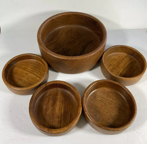 Bol de service en bois sculpté à la main, motif feuille tropicale, couleur personnalisable, vaisselle décorative en gros pour la maison et les fêtes - Product Image 6