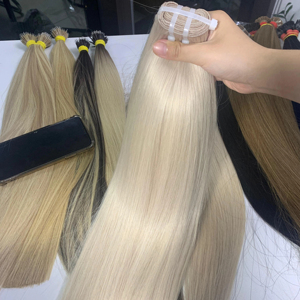 Extensions de cheveux en trame de 100g, prix de gros, toutes les couleurs, longueur de 60 cm, mèches de cheveux humains vietnamiens par des fournisseurs vietnamiens - Product Image 1