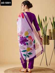 Indian Ethnic Wear Viscose Chinon Material Ready to Wear Salwar Kameez <b>Suit</b> with Sequence Codding Embroidery Work Salwar <b>Suit</b> - Product Image 6