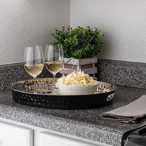 ถาดโลหะทรงวงรีพร้อมที่จับถาดตกแต่งและให้บริการสำหรับบ้านโรงแรมและของขวัญ - Product Image 4