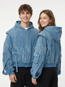 Sweat à capuche décontracté lourd à fermeture éclair, veste oversize streetwear, coupe ample tendance, vêtements de sport personnalisés lavés, vente en gros de sweats à capuche - Product Image 3