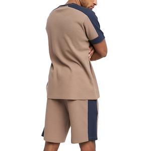Men's Casual Color Block Tracksuit <b>Short</b> Sleeve Crew Neck <b>Top</b> <b>and</b> <b>Shorts</b> <b>Set</b> - Product Image 3