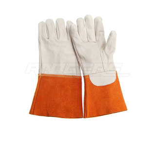 Guantes de soldadura de cuero personalizados para hombres Anti corte y anti calor MIG TIG guantes de trabajo OEM guantes de protección laboral de seguridad a granel - Product Image 1