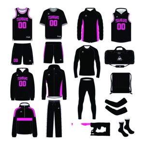 Tenues de sport géométriques bleues en gros, directement de l'usine, ensemble maillot de basketball marine avec accessoires de voyage assortis, 100 % polyester - Product Image 2