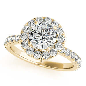 Anillo de Compromiso con Halo de Diamantes en Pavé Francés, Oro Amarillo de 18k, Diamante de 3.25ct - Product Image 1