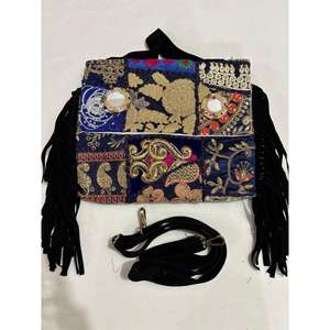 Handmade Girls Casual Satchel Tote <b>Patchwork</b> Leather Handbag Embroidery Decoration Flap Two Straps for Parties Beach Vacations - Product Image 1