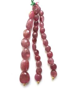 พลอยทัวร์มาลีนสีชมพูธรรมชาติ แบบเรียบ 3 เส้น สำหรับทำเครื่องประดับอัญมณี - Product Image 3