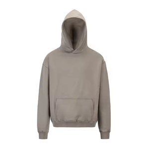Sweat à capuche uni d'hiver avec fermeture éclair, 340 g/m², épaules tombantes, épais, unisexe, polyester/coton, style urbain vintage, coupe classique, respirant - Product Image 5