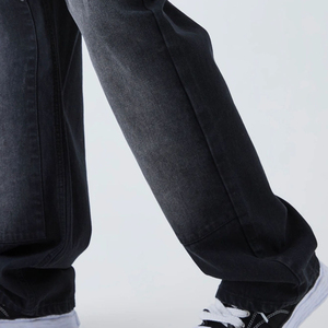 Jeans en denim bleu foncé personnalisés pour hommes, pantalon décontracté tendance, coupe droite extensible, design ample pour l'automne/hiver - Product Image 6