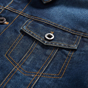 <b>Men's</b> Regular Cut Streetwear Jeans <b>Jacket</b> Smooth Denim Surface Front Logo Letter Pattern 100% Nylon Waterproof Breathable - Product Image 6