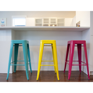 Silla Alta Estilo TOLIX Amarilla GCFC022, Muebles de Comedor de Metal Retro Industrial para Cocina y Uso en Casas de Campo - Product Image 2