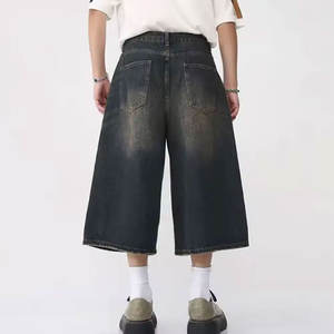 Pantalones cortos vaqueros informales de algodón lavado Vintage para hombre, pantalones cortos vaqueros con estampado de logotipo personalizado, pantalones cortos holgados en blanco a la moda para hombre - Product Image 5