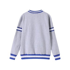 Sweat-shirt unisexe Zeta gris en laine imprimée et brodée, col rond, décontracté, hiver, doublé, écologique, délavé à l'acide sur le devant - Product Image 2