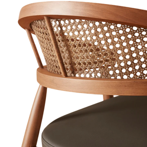 Contemporary <b>Teak</b> Wood Eco-Friendly Armchair with Curved Backrest for Apartment and Dining Areas - Product Image 6